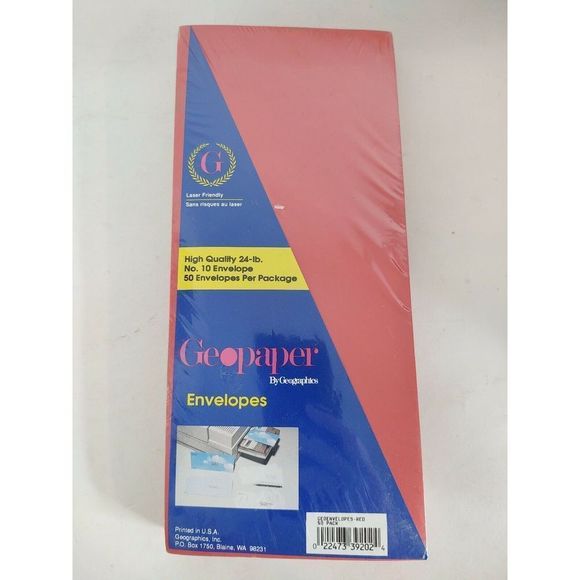 Geographics GeoPaper no 10 Envelopes Red NEW PACK OF 50 Laser Friendly High Qual - Picture 3 of 3